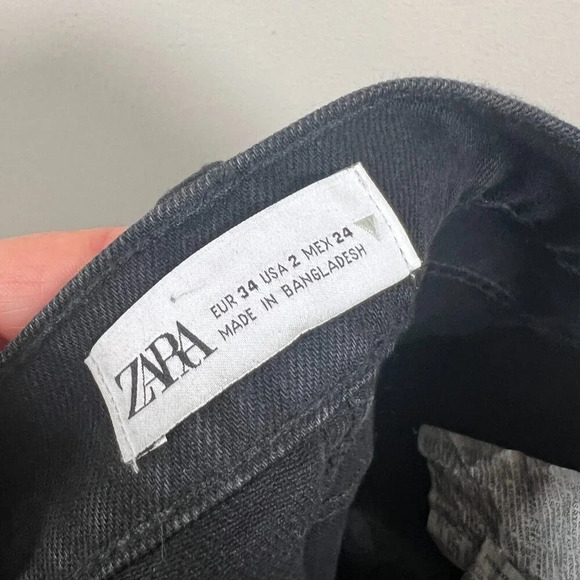 Zara High Rise Straight Leg Jeans Size 2 Black Denim Button Fly High Waist - Picture 9 of 12
